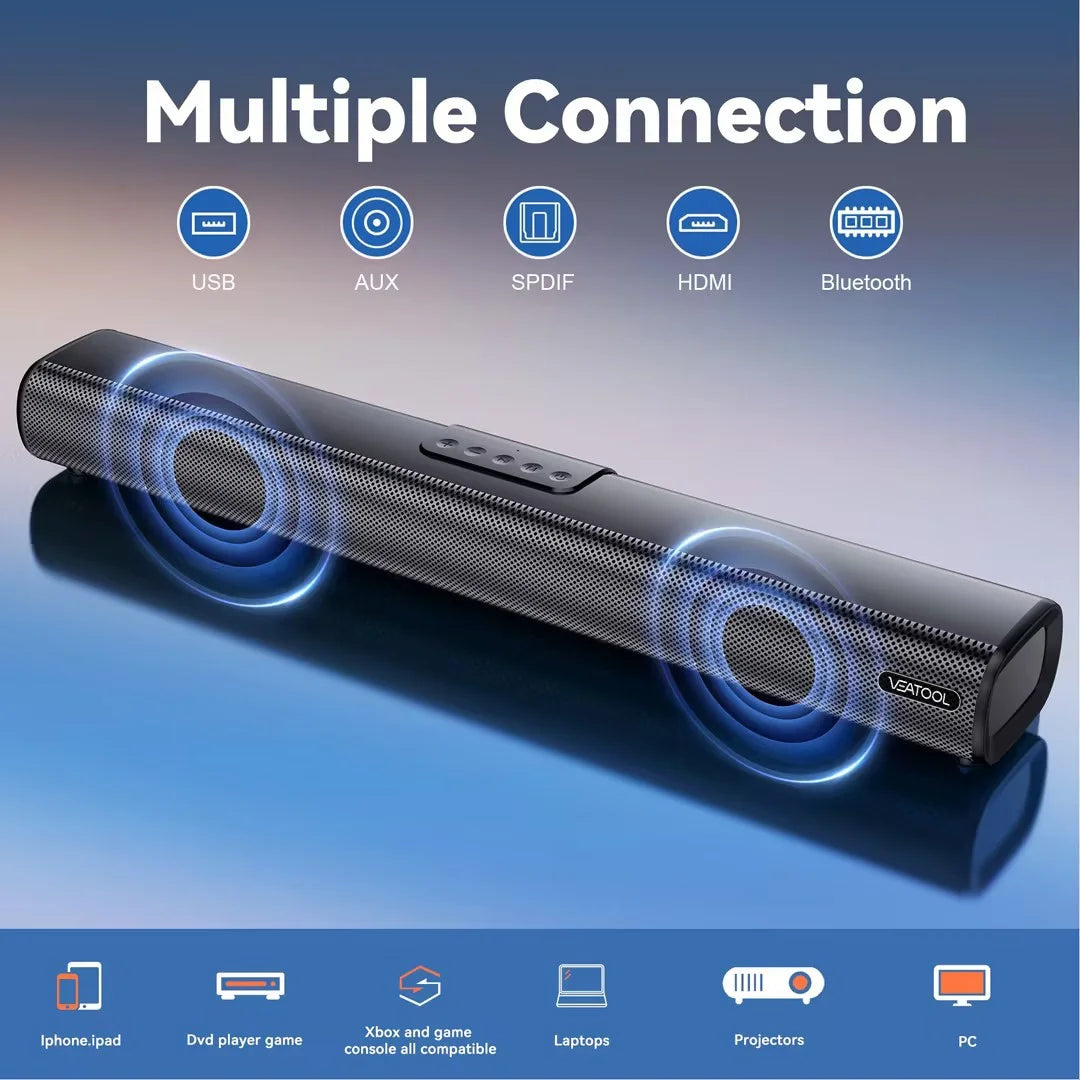 S20L Sound Bars for TV, 3D Surround Sound System TV Sound Bar, 2.1 Ch Home Theater Audio with Built-In Subwoofer,50W TV Speakers | HDMI ARC, Bluetooth, Optical, RCA, USB & AUX Wall Mountable